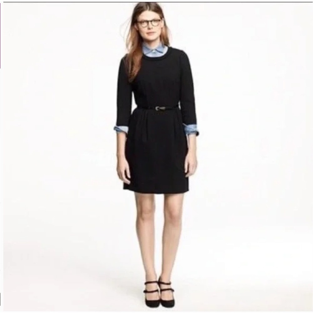J. Crew Factory Anytime Wool‎ Black Dress Preppy Size 6